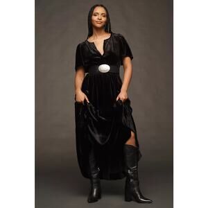 NWT Anthropologie The Somerset Maxi Dress: Velvet Edition $180 PLUS 1X Black